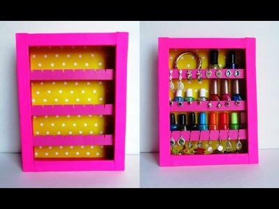 DIY Jewelry Holder | Earrings Holder & Nail Polish Rack - Recycling Cardboard Boxes