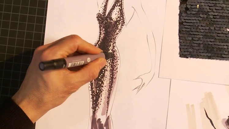 How to hand render sequins on a stunning, floor length evening gown - Preview