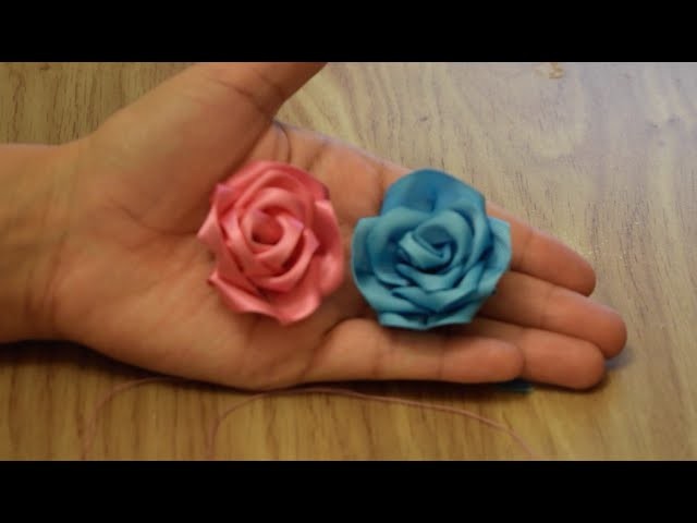 Make Rose Flower from Satin Ribbon.DIY.