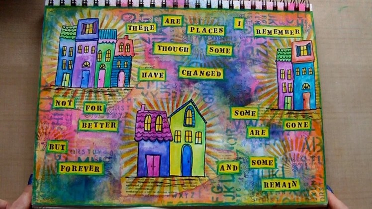 Mixed Media Art Journal Page - Places I Remember