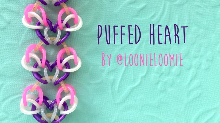 Rainbow Loom Bands Puffed Heart by @LoonieLoomie