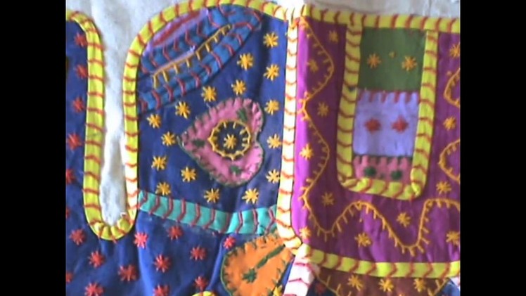 COLOURFUL Indian elephant patchwork bedspread.wmv