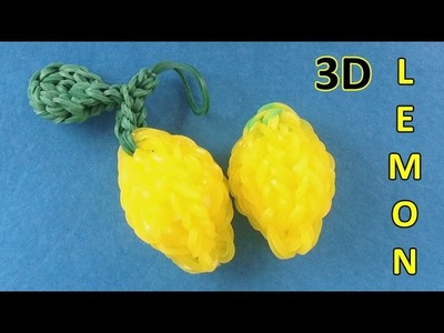 Rainbow Loom: 3D Lemon Charm || How to make charms with loom bands Instructions (Monstertail)