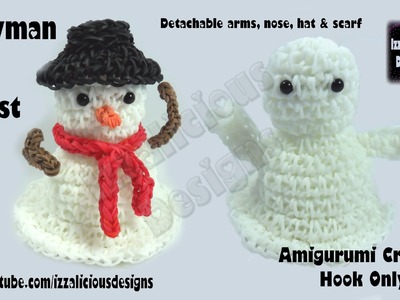 Rainbow Loom (Halloween.Christmas.Xmas) Amigurumi Ghost.Snowman Figure.Charm 2.3 Loomless.Hook only