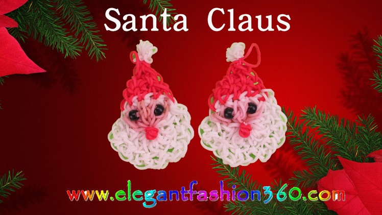 Rainbow Loom Santa Claus 2D Charms- How to Loom Bands Tutorial.Christmas.Holiday.Ornaments