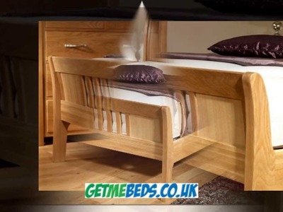 Wood Sleigh Bed - Oak Finish, Luxury Bed Frame
