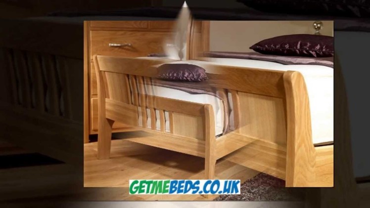Wood Sleigh Bed - Oak Finish, Luxury Bed Frame