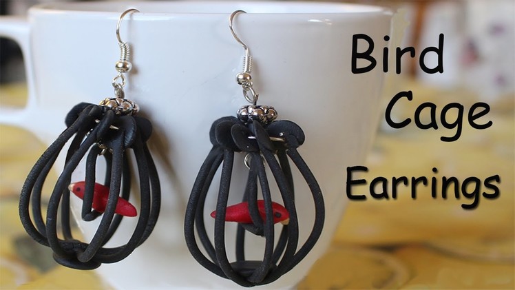 DIY Bird cage earrings Polymer clay tutorial