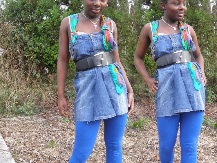 DIY fashion denim dress recycle old jeans ♡