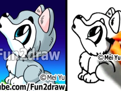 How to Draw a Cartoon Wolf - Draw Animals Cute Art - Fun2draw