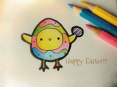 How to draw Chick in an Easter egg costume ;D