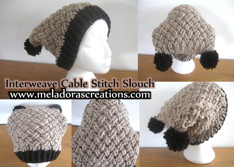 Interweave Cable Celtic Weave Crochet Stitch Slouch Hat - Left Handed Crochet Tutorial