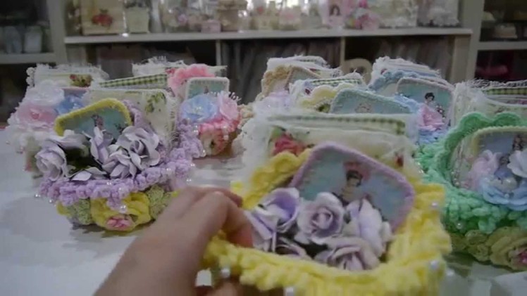June kit---SOLD---Mini Crochet basket with Fabric goodies Book