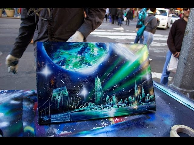 AMAZING New York City Spray Paint Art in Time Square 2014 :)