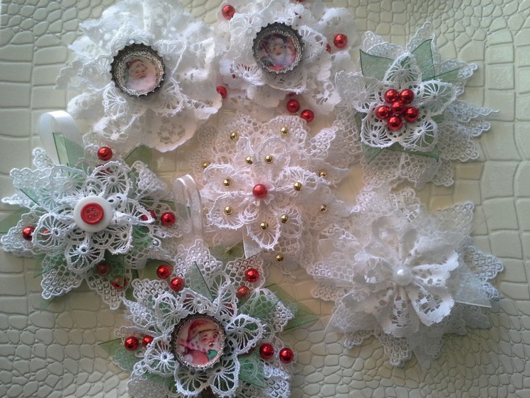 Christmas Decoration with Lace Flowers (tutorial)
