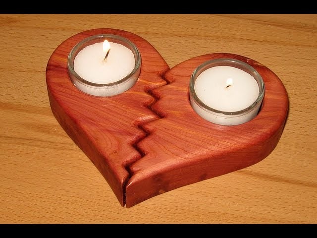 Easy scroll saw project - a broken heart candle holder - woodworking