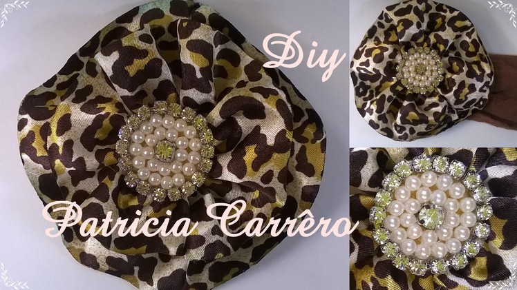 Flor de cetim com pérolas e strass DIY \ Satin flower with pearls and rhinestones DIY