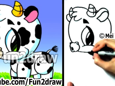 Fun2draw - How to Draw a Cow - Drawing Lessons - Easy Drawings