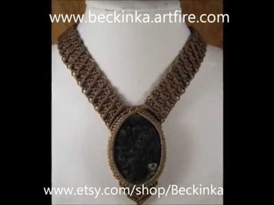 Handmade Gypsy Macrame Jewelry with Semi-Precious Gemstones OOAK by Beckinka .wmv