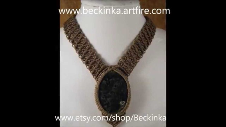 Handmade Gypsy Macrame Jewelry with Semi-Precious Gemstones OOAK by Beckinka .wmv