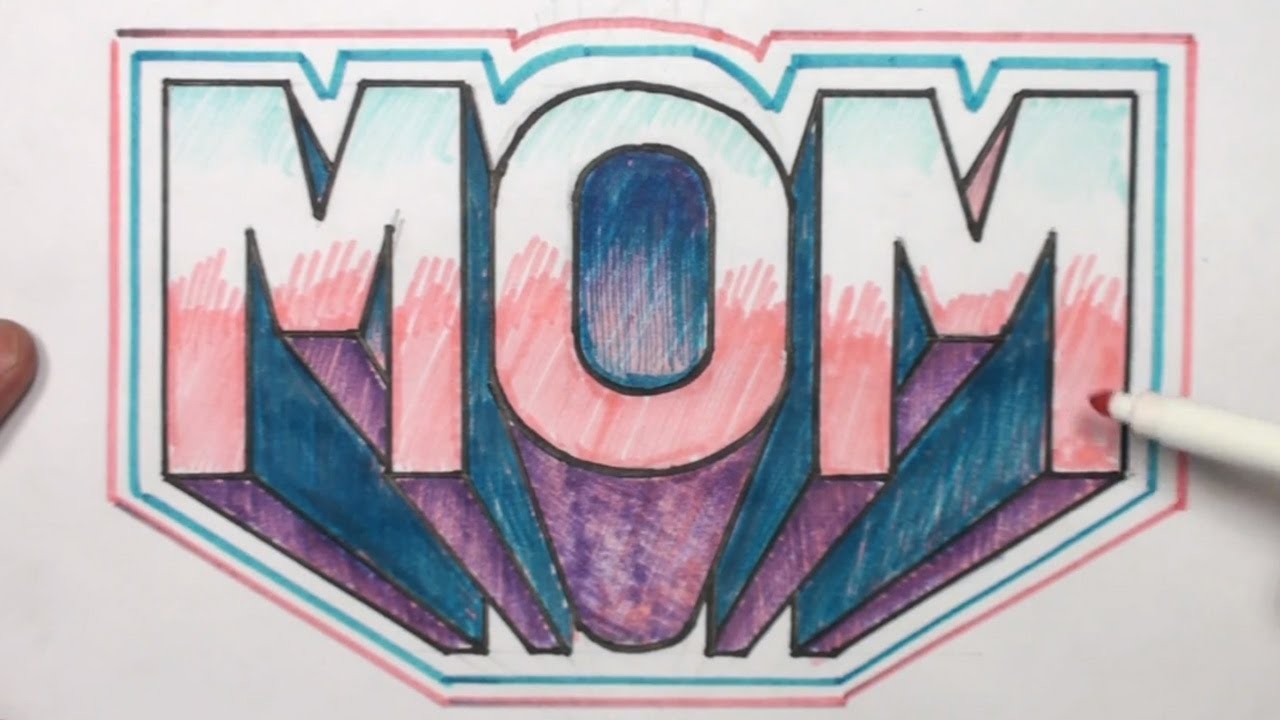 How to Draw 3D Block Letters MOM in One Point Perspective - MAT
