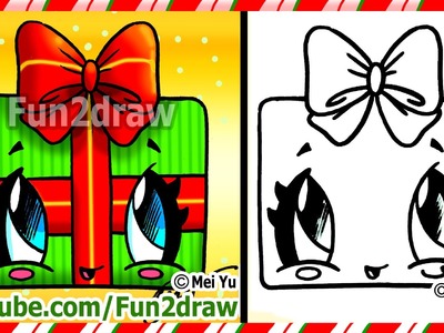 How to Draw Christmas Presents - Kawaii Gift with Bow - Fun2draw