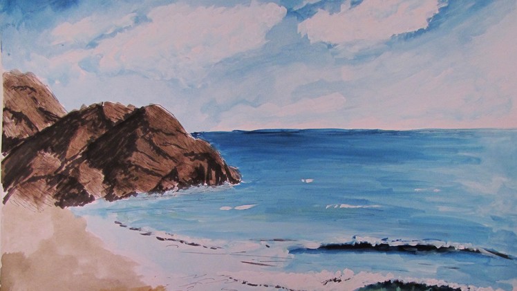 How To Paint a Realistic Watercolor Beach Scene