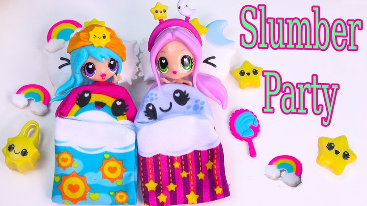 Kawaii Crush Sleep Over Day and Night BFF Slumber Party Doll Playset Pack Cute Stars Rainbows