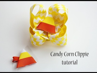 Pintober #11 DIY Candy Corn Clippie (how to make candy corn hair bow for Halloween)