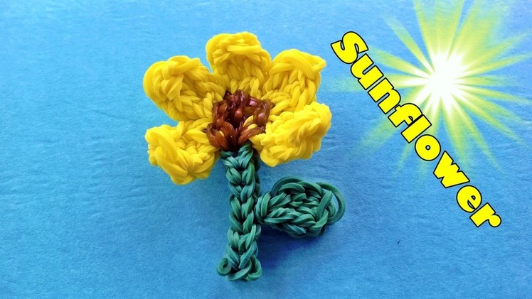 Rainbow Loom: SUNFLOWER Charm (by my 6 year old daughter) Design. Tutorial