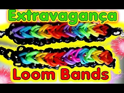VIDEO Pulseira de Elásticos EXTRAVAGANÇA ARCO IRIS #Rainbow Loom Bands | Tutorial HD