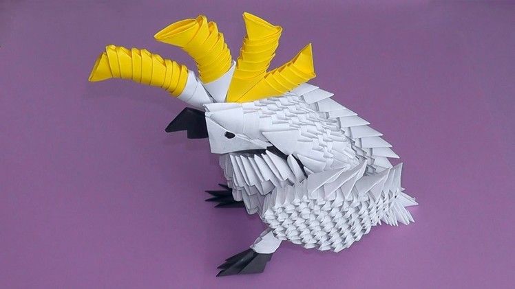 3D origami cockatoo parrot tutorial (instruction)
