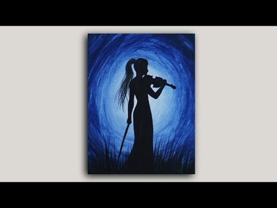 Acrylic Painting - Violinist Silhouette Painting