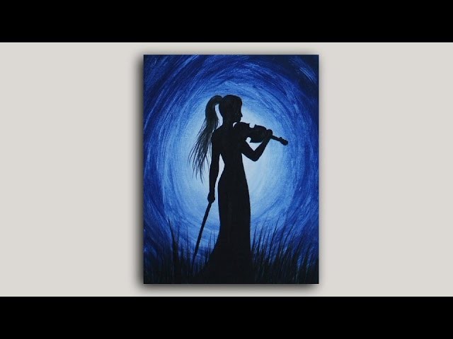 Acrylic Painting - Violinist Silhouette Painting
