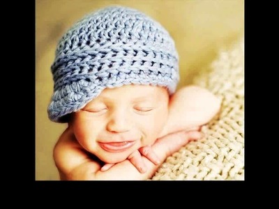 Crochet baby hat with brim