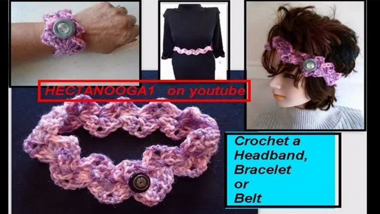 Crochet:  ZIG ZAG CROCHET HEADBAND, BRACELET, BELT,