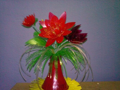 DIY- Recycling Crafts with plastic bottle to convert it into a nice and unique flower vase