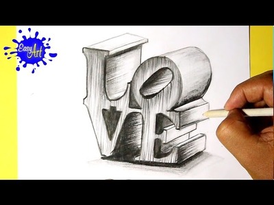 How to draw love - how to draw 3D love - como dibujar amor en 3D - love quotes -