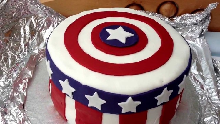 How to make a fondant captain america birthday cake  the avengers 1st cake I've ever made