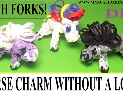 HOW TO MAKE HORSE CHARM WITH 2 FORKS. WITHOUT RAINBOW LOOM. DIY