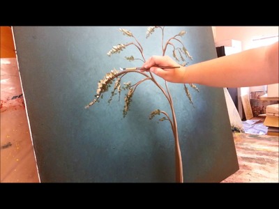 How to paint a tree with white blossoms
