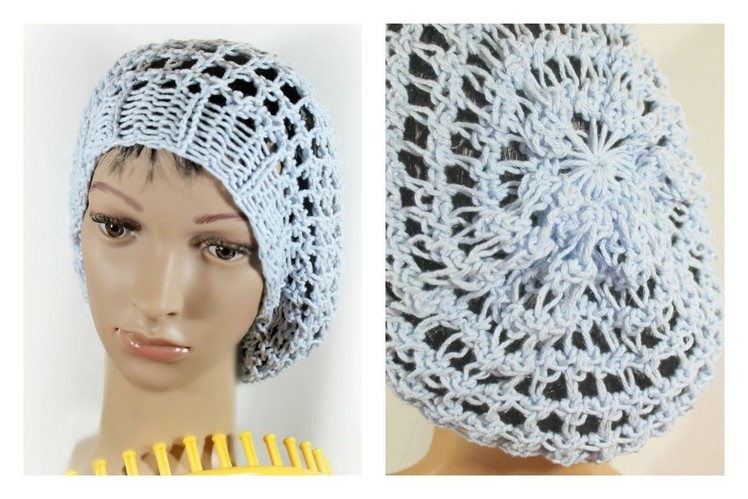 LOOM KNIT HAT Three Step Stitch Slouchy Beanie Snood Hat on any Extra Large Knitting Loom