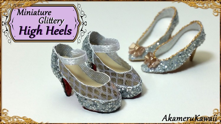 Miniature Glittery High Heels - Polymer Clay.Fabric Tutorial