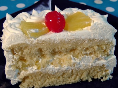 Pineapple Pastry (Microwave Eggless Sponge Cake)