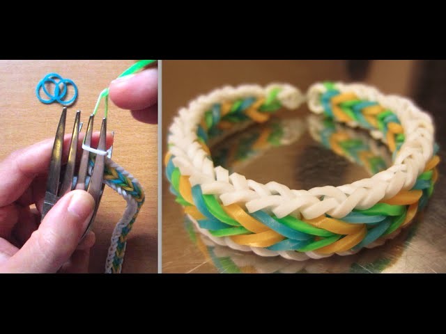 Rainbow Loom Bracelet Fishtail with Border without Loom. using 2 Forks
