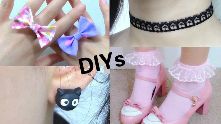 Back to School: 4 DIY Cute Accessories | DIY Cat Earings | Frilly Socks |  Bow Ring | Choker