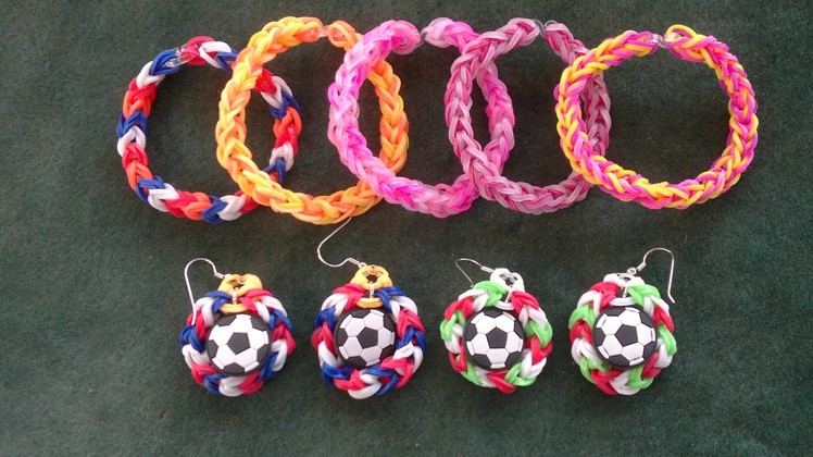 Beading4perfectionists: Rubber bands looming with hook #4. Make soccer ball earrings