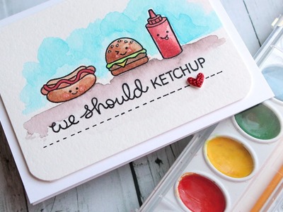 Crayola Watercolor Card (ft. Lawn Fawn Let's BBQ stamps)