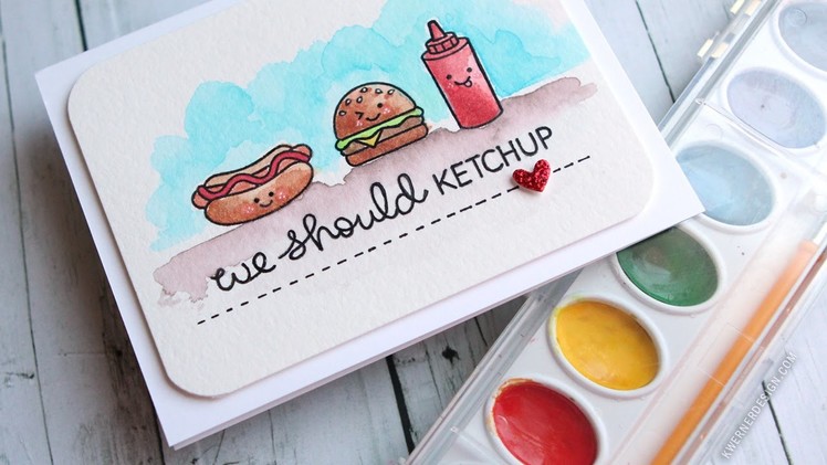 Crayola Watercolor Card (ft. Lawn Fawn Let's BBQ stamps)