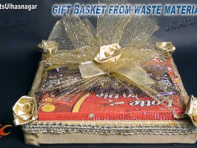 DIY Gift Basket from Waste Material | How To Make | JK Arts 657